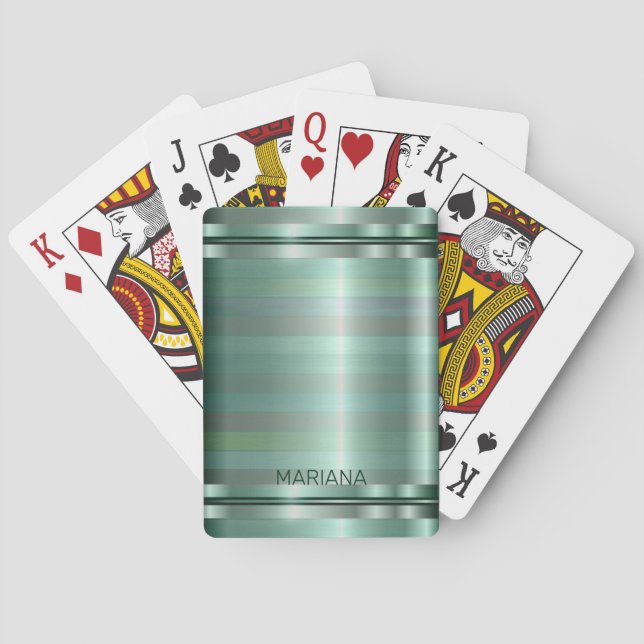 Grönt Tones Rand Mönster Casinokort (Baksidan)