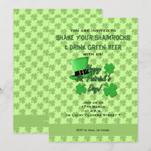 Grönt top hat Shamrocks St. Patricks Day Inbjudan