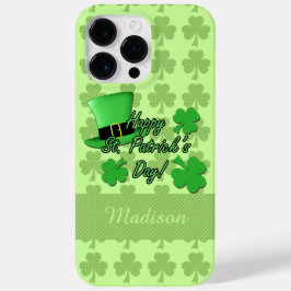 Grönt top hat Shamrocks St. Patricks Monogram namn