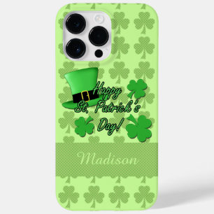 Grönt top hat Shamrocks St. Patricks Monogram namn