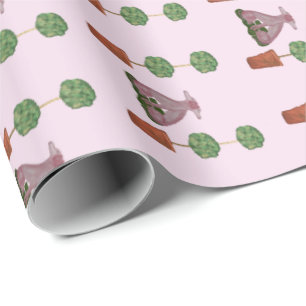 Grönt Topiary Rosa Staffordshire Hundar Presentpapper