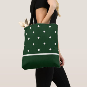 Grönt Tote med Cream Dots - Perfekt för Helgdagar Tygkasse