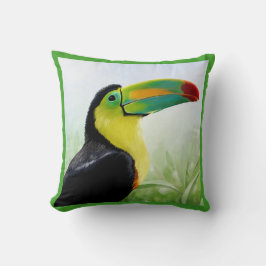 Grönt Toucan (färgfull Tropical Bird Black Gult ) Kudde