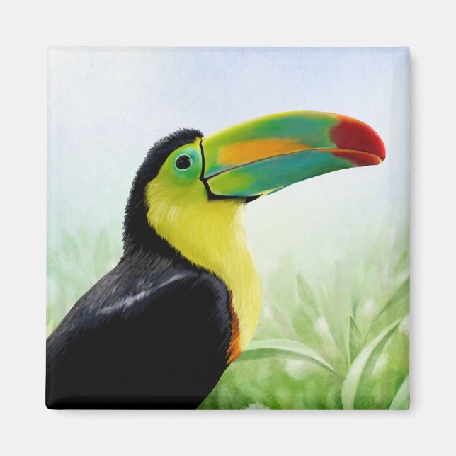 Grönt Toucan (färgfull Tropical Bird Black Gult ) Magnet (Framsidan)