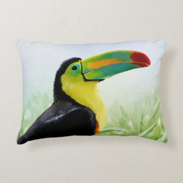Grönt Toucan (färgfull Tropical Bird Black Gult ) Prydnadskudde