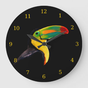 Grönt Toucan (färgfull Tropical Bird Black Gult ) Stor Klocka