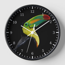 Grönt Toucan (färgfull Tropical Bird Black Gult ) Stor Klocka