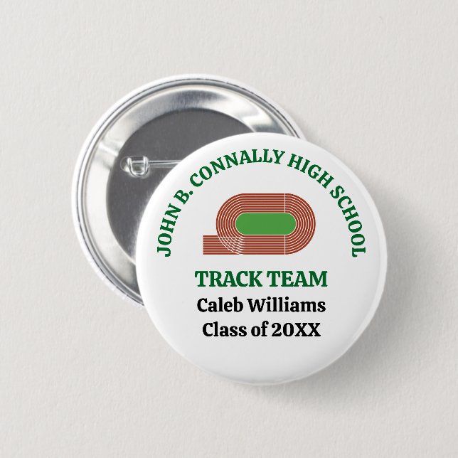Grönt Track Team Anpassad Löpare Knapp (Framsida & baksida)