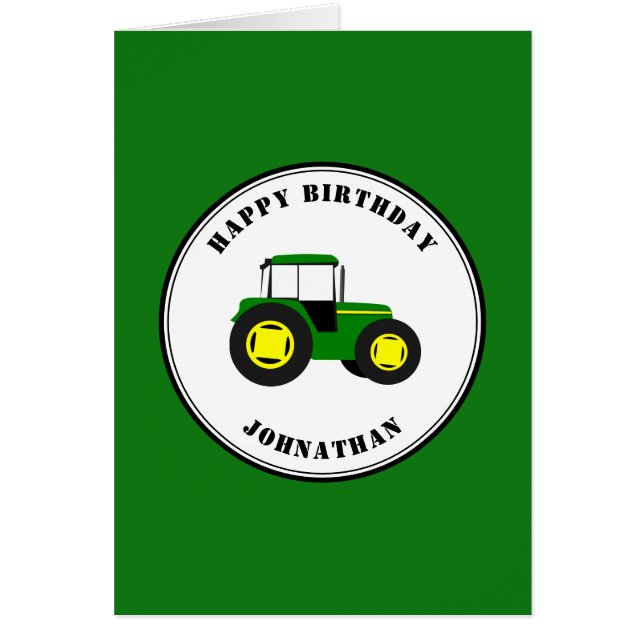 Grönt Tractor Anpassningsbar Birthday Card Hälsningskort (Framsidan)