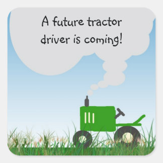 Grönt Tractor Baby Shower Kuvert Seal Seal Fyrkantigt Klistermärke