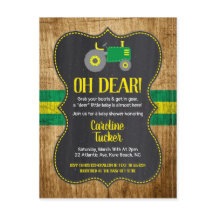 Grönt Tractor Baby Shower-vykort för inbjudan