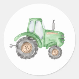 Grönt Tractor Birthday Sticker Runt Klistermärke