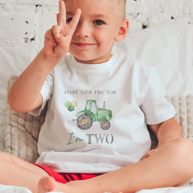 Grönt Tractor Birthday T-Shirt (Skapare uppladdad)