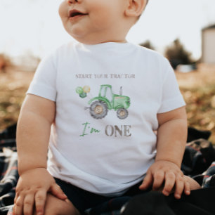 Grönt Tractor Birthday T-Shirt