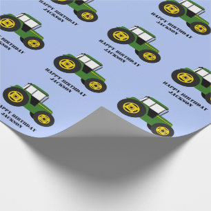 Grönt Tractor Birthday Wrapping Papper Presentpapper