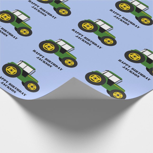 Grönt Tractor Birthday Wrapping Papper Presentpapper (Hörn)