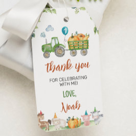 Grönt Tractor Boskap Birthday Tack Märkre Presentetikett