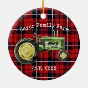 Grönt Tractor Family Farm Ornament