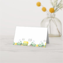 Grönt Tractor Farm Birthday Food Cards