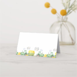 Grönt Tractor Farm Birthday Food Cards Placeringskort