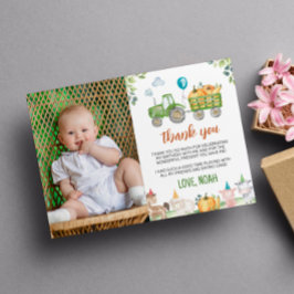 Grönt Tractor Farm Birthday Photo Tackto You Card Tack Kort