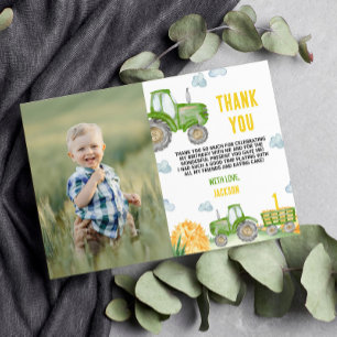 Grönt Tractor Farm Birthday Photo Tackto You Card Tack Kort