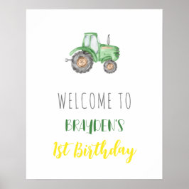 Grönt Tractor Farm Birthday Välkommen Poster