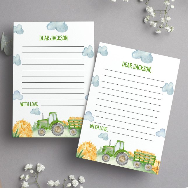 Grönt Tractor Farm Time Capsule Note Message Card Tack Kort (Skapare uppladdad)