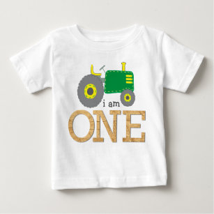 Grönt Tractor First Birthday T Shirt