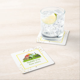 Grönt Tractor | Födelsedagsfest av grupptema - dek Underlägg Papper Kvadrat