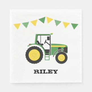 Grönt Tractor Födelsedagsfest Papper Napkins Pappersservett