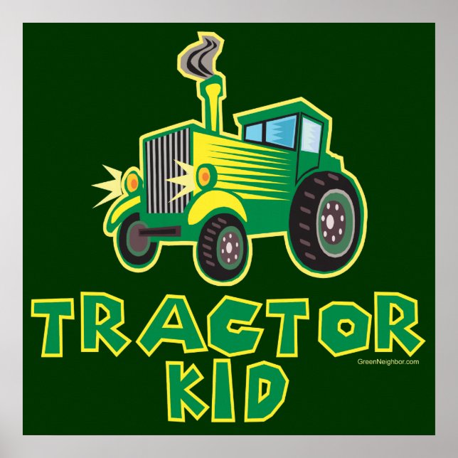 Grönt Tractor Kid Poster (Framsidan)