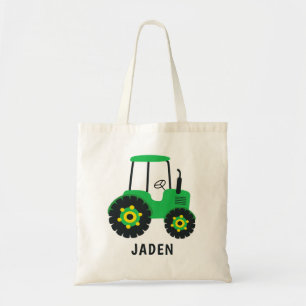 Grönt Tractor Kids Farm Barnyard Personlig Tygkasse
