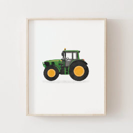 Grönt Tractor Kids Room Decor Poster