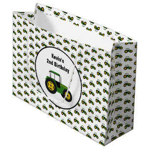 Grönt Tractor Large Birthday Gift Bag