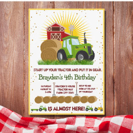 Grönt Tractor 🚜 Lastbilar Théed Födelsedagsfest Inbjudningar