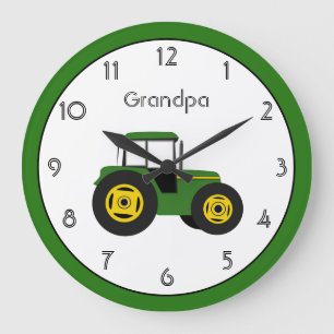 Grönt Tractor Personlig Large Clock Stor Klocka