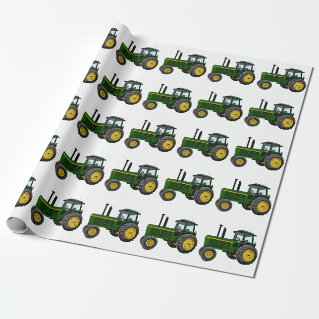 Grönt Tractor Presentpapper (Utrullad)