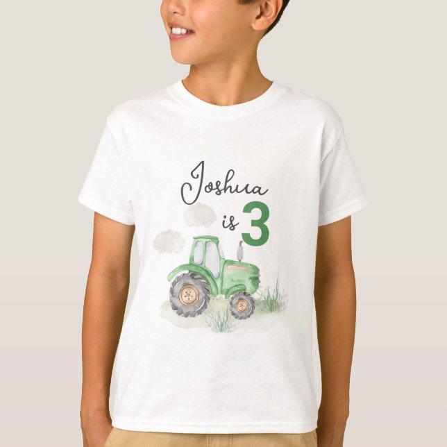 Grönt Tractor Theme T-Shirt - Farm Roligt (Framsida)