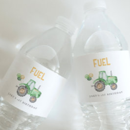 Grönt Tractor Vattenflaskor Etikett