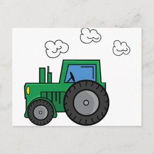 Grönt Tractor Vykort
