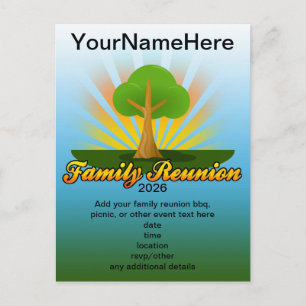 Grönt Träd Family Reunion Logotyp Vykort