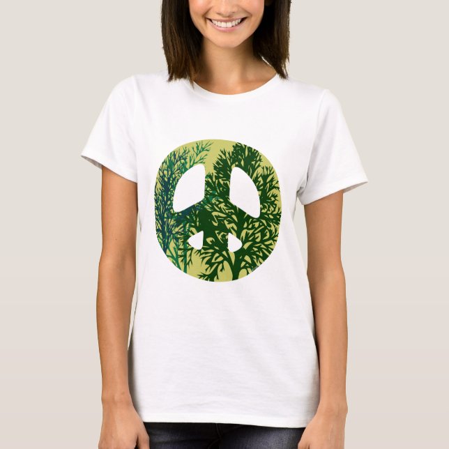 Grönt Träd Fredstecken Tee Shirt (Framsida)