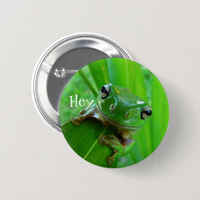 Grönt Träd Frog Button Knapp (Framsida & baksida)