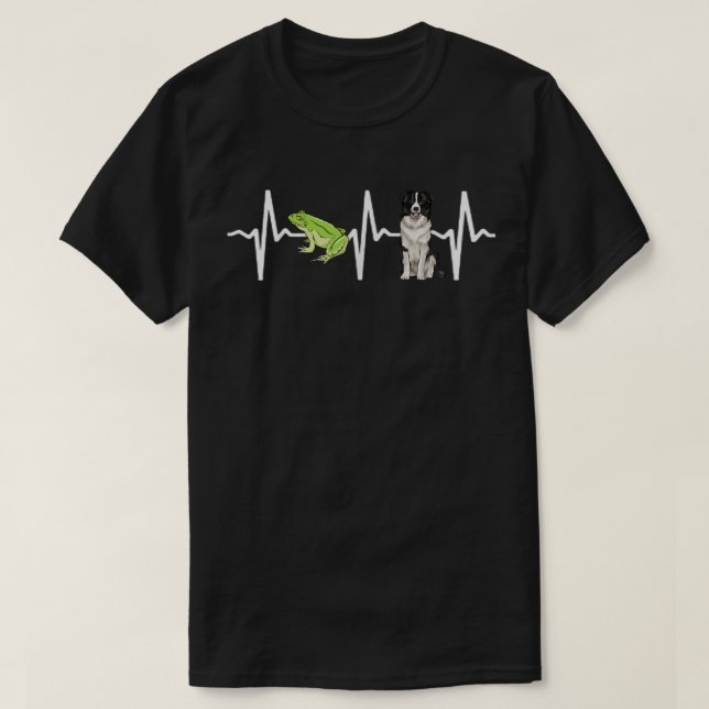 Grönt Träd Frog Gräns Collie Heartslag Hund älskar T Shirt (Design framsida)