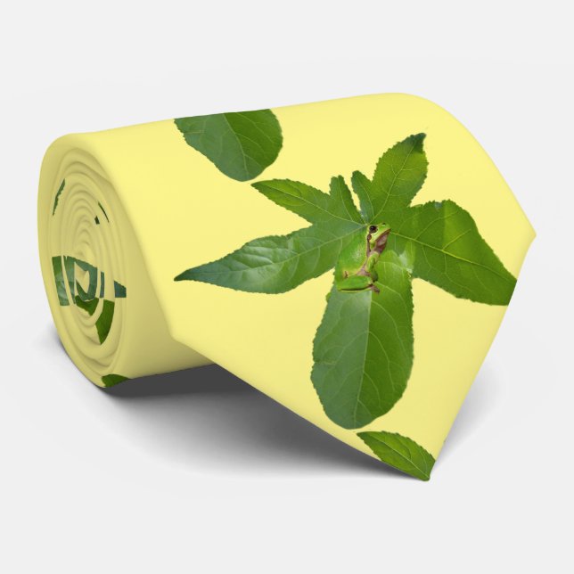 Grönt Träd Frog på Löv, Neck Tie Slips (Rullad)