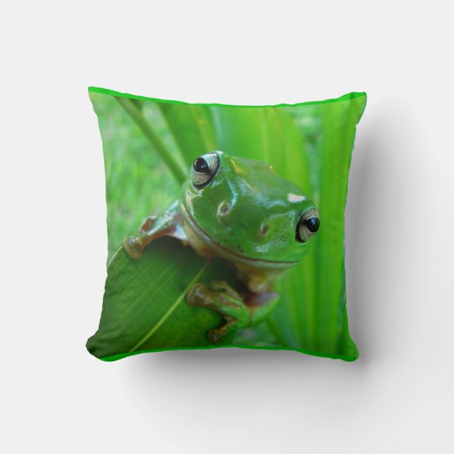 Grönt Träd Frog Pillow Kudde (Framsida)