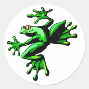 Grönt Träd Frog Runt Klistermärke