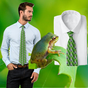 Grönt Träd Frog Tie Slips