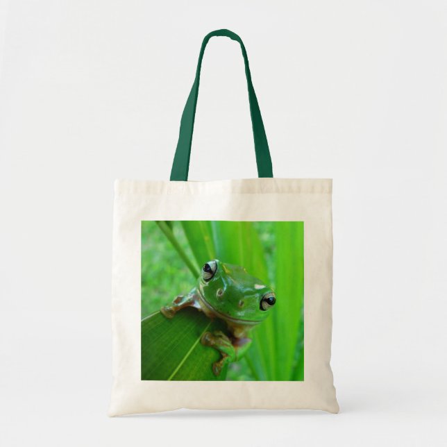 Grönt Träd Frog Tote Bag Tygkasse (Framsidan)
